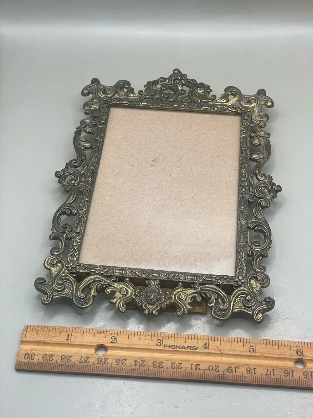 Vintage Victorian Bronze Tone Metal Made In Italy Picture 5.5x4” Frame